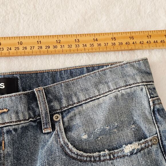 Express High Rise Straight Ankle Jeans Siz10 Light Wash Distressed Stretch Denim - Picture 13 of 13